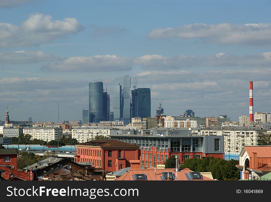 General view of the city of Moscow (international business centre) from a viewing platform near the building of Presidium of Russian Academy of Sciences