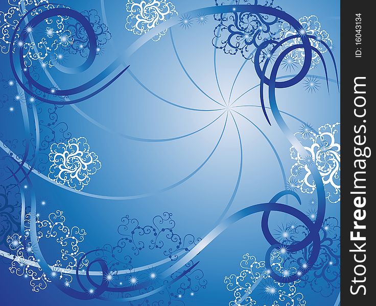 Blue christmas background with snowflakes, illustration for design