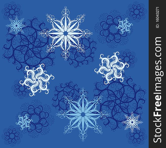 Seamless pattern of snowflakes