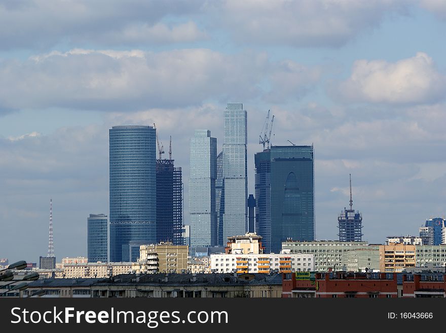 General view of the city of Moscow (international business centre) from a viewing platform near the building of Presidium of Russian Academy of Sciences