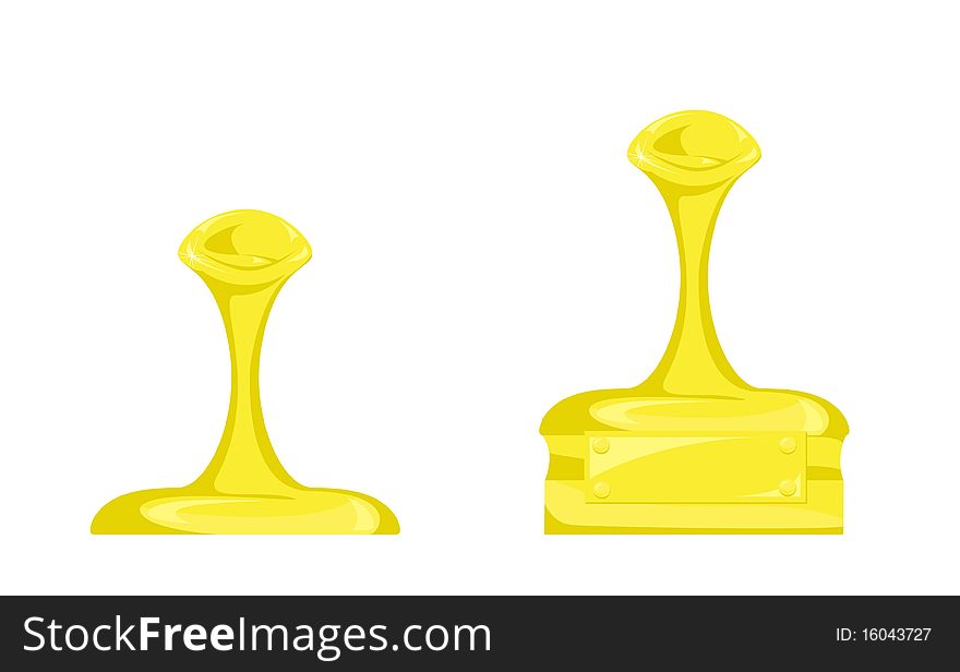 Two gold supports on a white background. Illustration