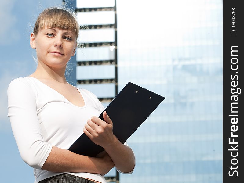 Beauty Business Woman On Modern Glass Building