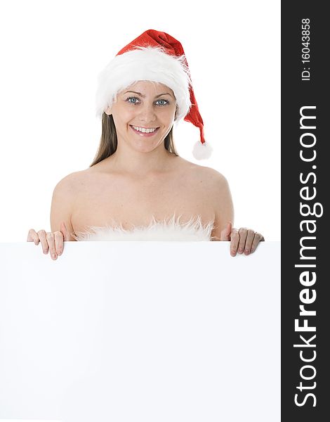 Beautiful christmas woman in santa hat