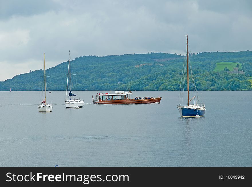 The landscape of lake windermere in cumbria in england. The landscape of lake windermere in cumbria in england