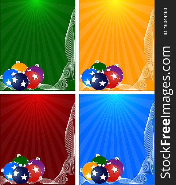 New Year or Christmas background with colorfull balls and lines