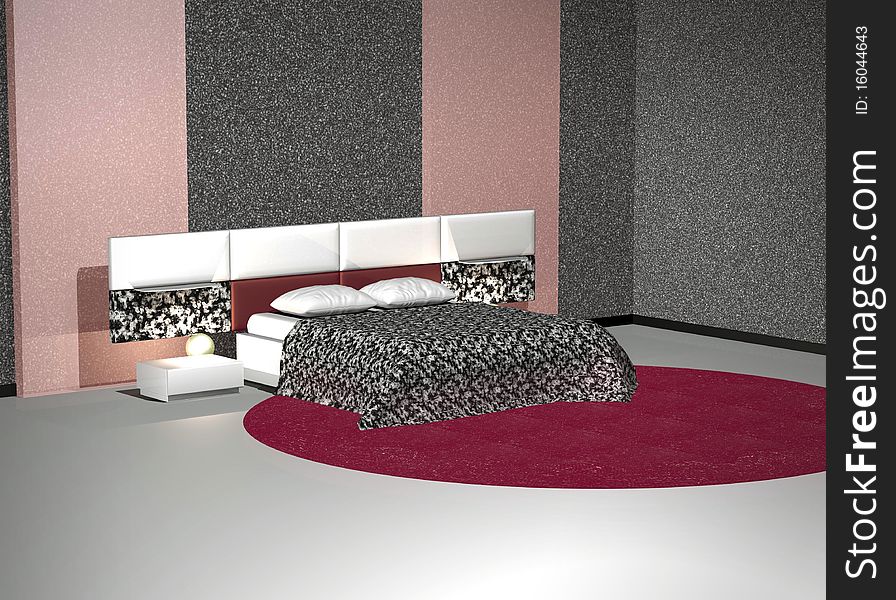 Modern interior in white and pink colors