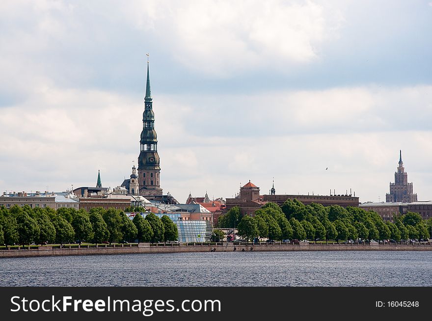 Old Riga panorama with St. Peter's church.