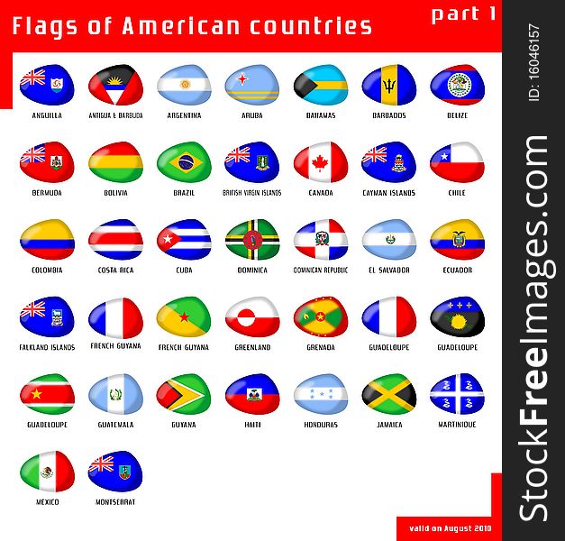 Set of American flags of stone-like shape. Set of American flags of stone-like shape