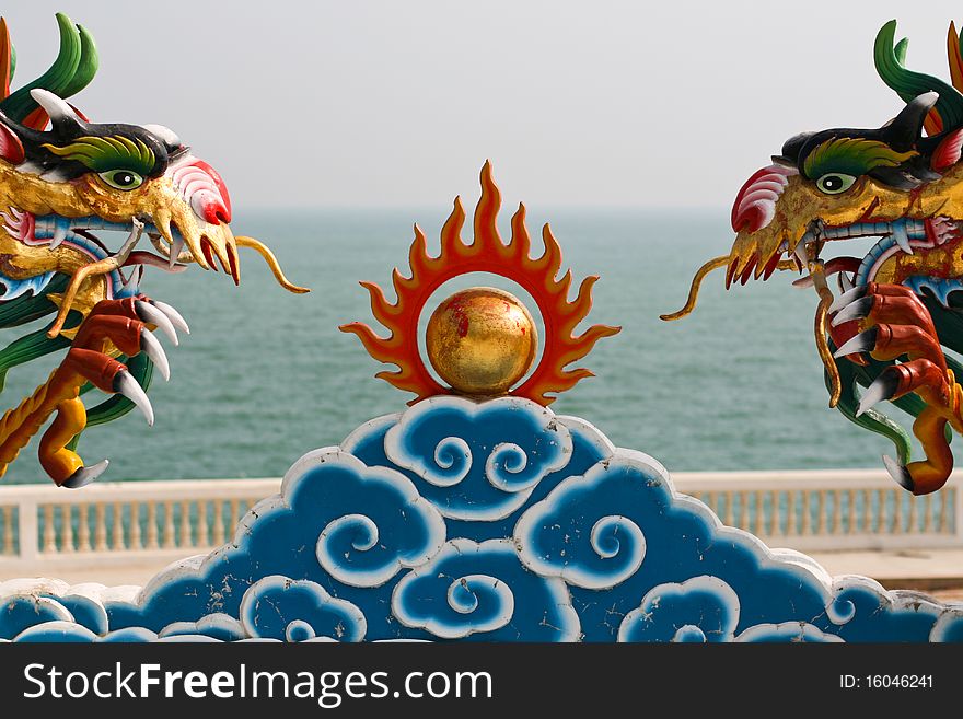 Couple chinese dragon protect the important power of sun. Couple chinese dragon protect the important power of sun