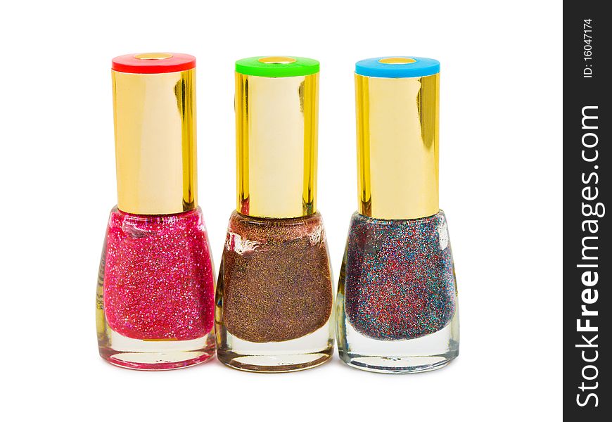 Multicolored nail polish bottles