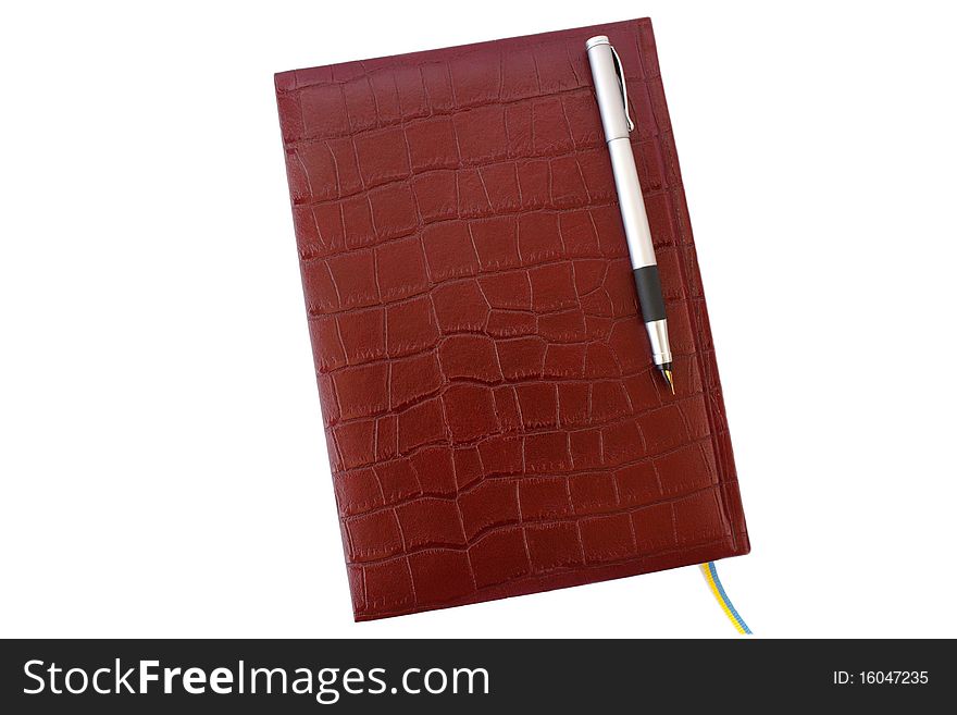 Leather notebook with pen