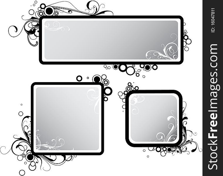 Three simple grey banners with elements of ornament. Three simple grey banners with elements of ornament