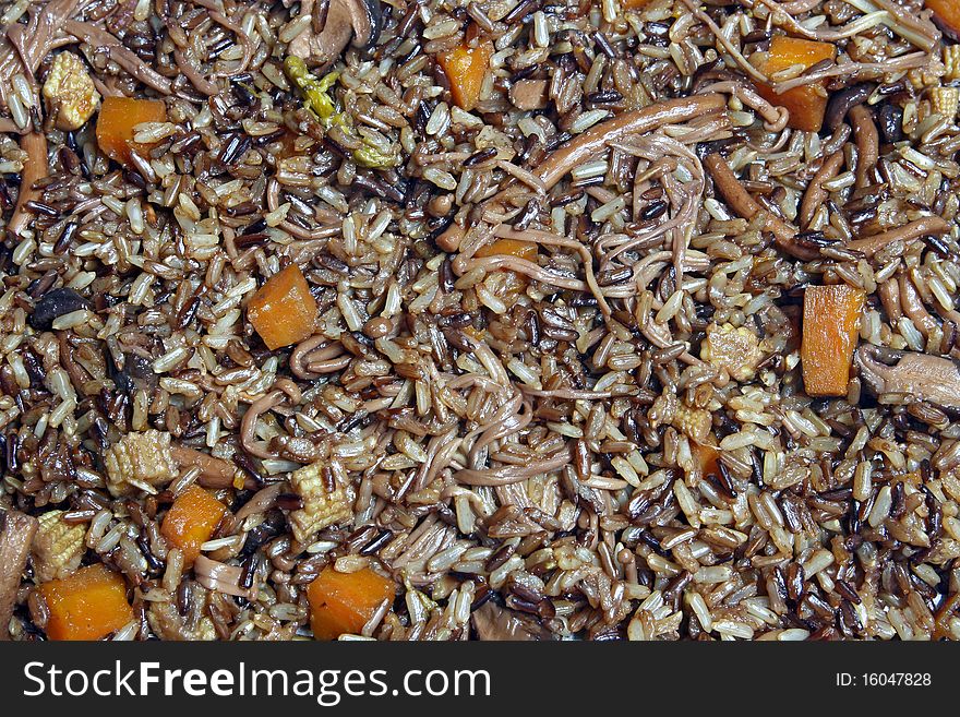 Red Jasmine Rice Bake with Vegetable and herb in Traditional Japanese Style