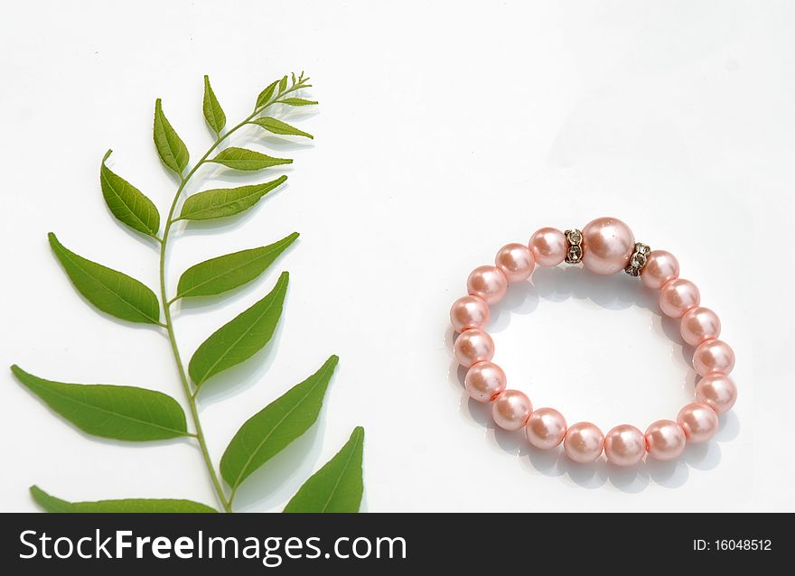 Pearls bracelet isolated on white