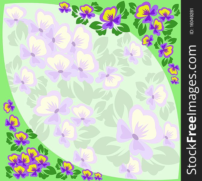 Green border of violets with a pale insert. Green border of violets with a pale insert