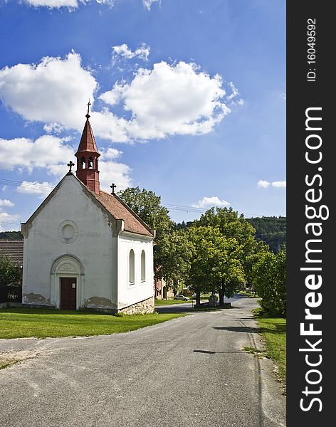 A small chapel by the road. . A small chapel by the road.