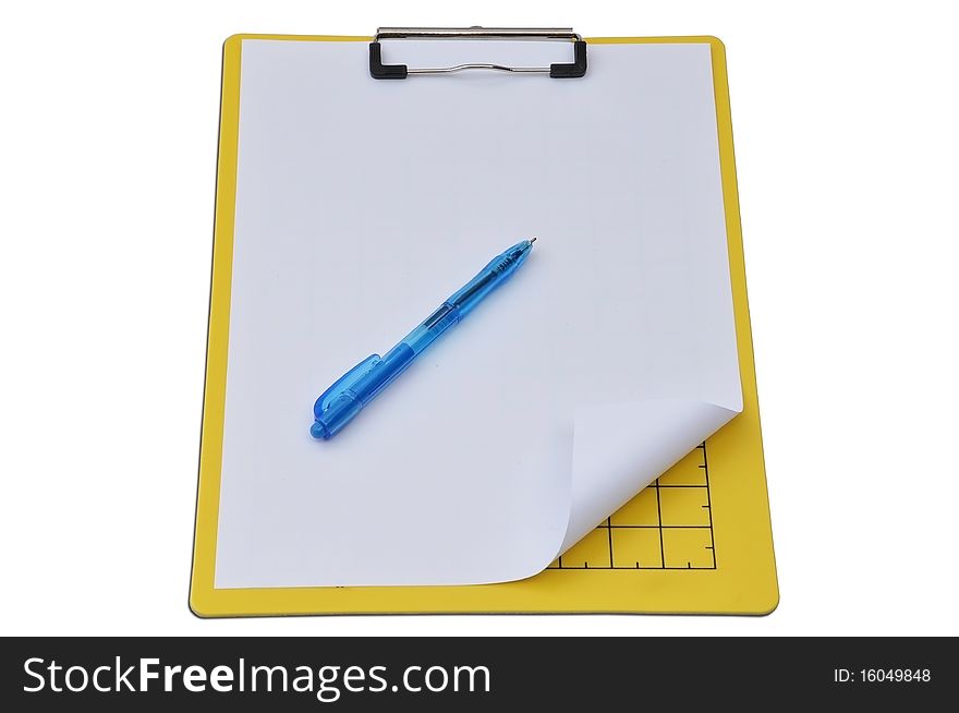 Yellow color writing boards with blue pen or support boards for cutting paper