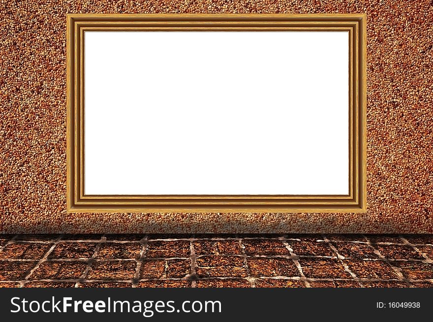 Sand wall background as brown color wooden photo frame. Sand wall background as brown color wooden photo frame