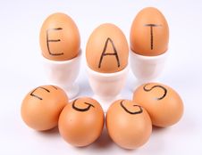 Eggs With An Inscription EAT EGGS Royalty Free Stock Photography Eggs With An Inscription EAT EGGS Royalty Free Stock Photography