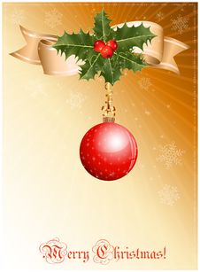 Christmas Decoration: Holly With Berries And Chris Stock Photo Christmas Decoration: Holly With Berries And Chris Stock Photo