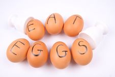 Eggs With An Inscription EAT EGGS Stock Photos Eggs With An Inscription EAT EGGS Stock Photos