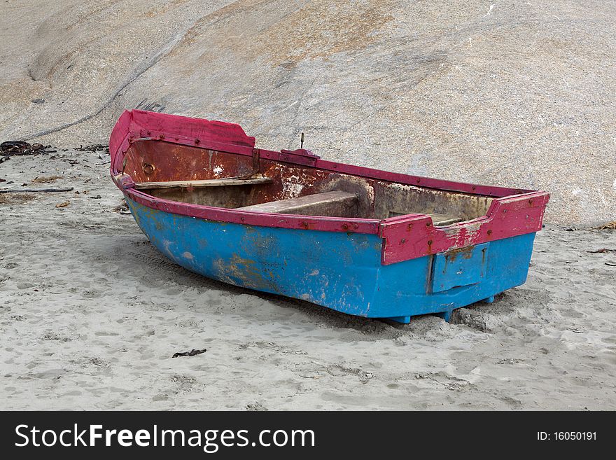 Rowing boat on the beach at Paternoster, a small town the west coast of South Africa in the Western Cape Province. Rowing boat on the beach at Paternoster, a small town the west coast of South Africa in the Western Cape Province