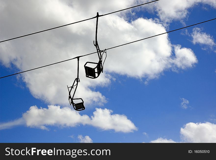 Empty Ski lift chairs in Austria.