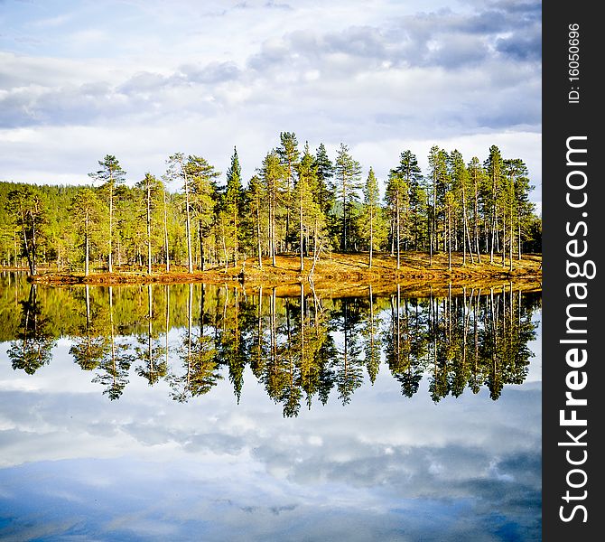 Reflection of a forest in one of the Finnish lakes. Reflection of a forest in one of the Finnish lakes