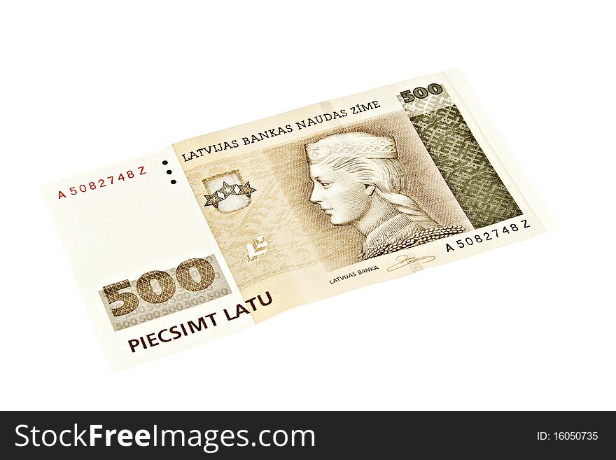 Latvian State five hundred lats banknotes.