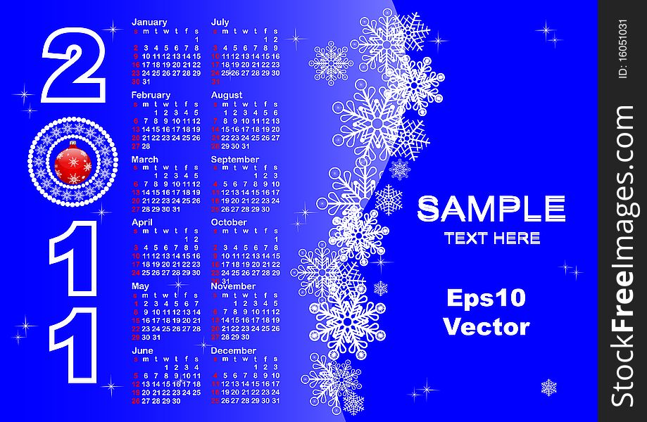 Calendar for  2011 year. vector 10eps.
