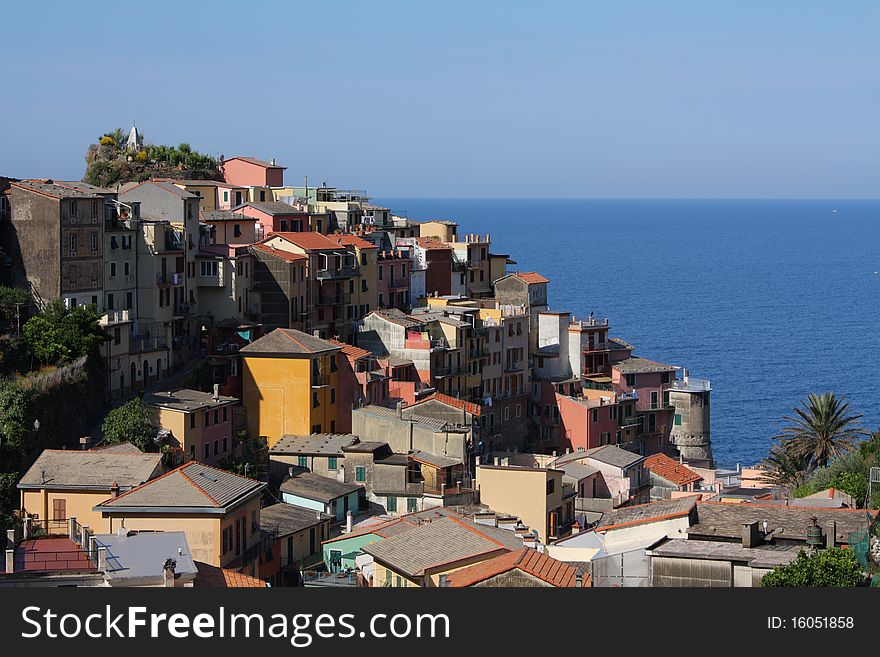 Small Italian village in cinque terre overlooking ocean. Small Italian village in cinque terre overlooking ocean