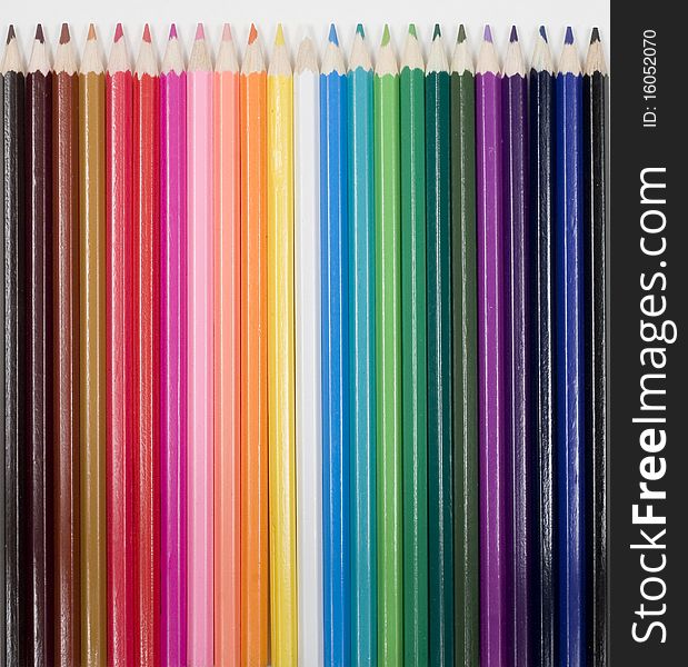 Colored pencils, isolated on the white background