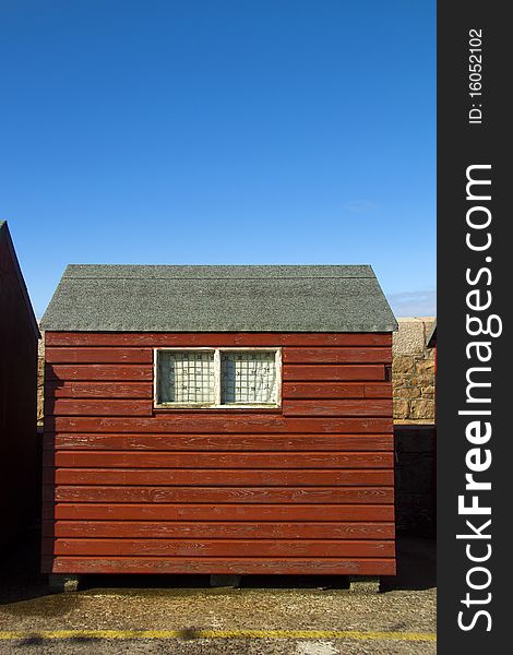 Compact beach hut on Jersey bay in Channel Islands. Compact beach hut on Jersey bay in Channel Islands