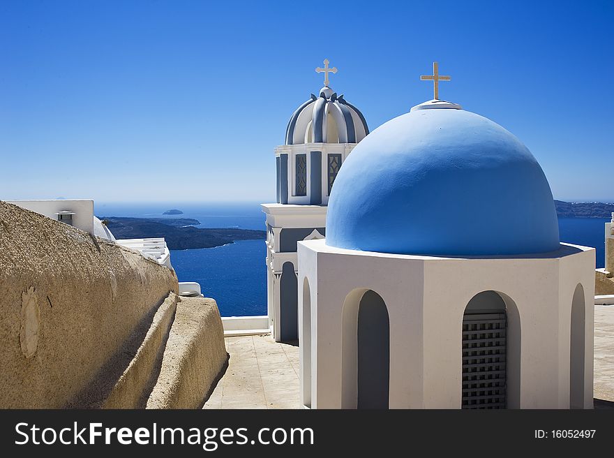 View across the Caldera in the Santorini town, Thira (Fira)