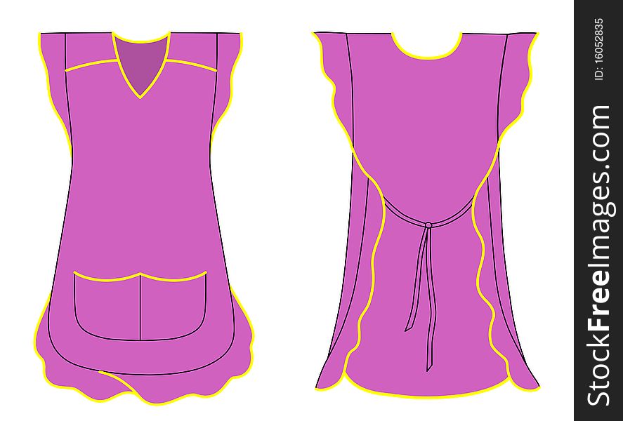 Woman Apron With Frills And Pockets