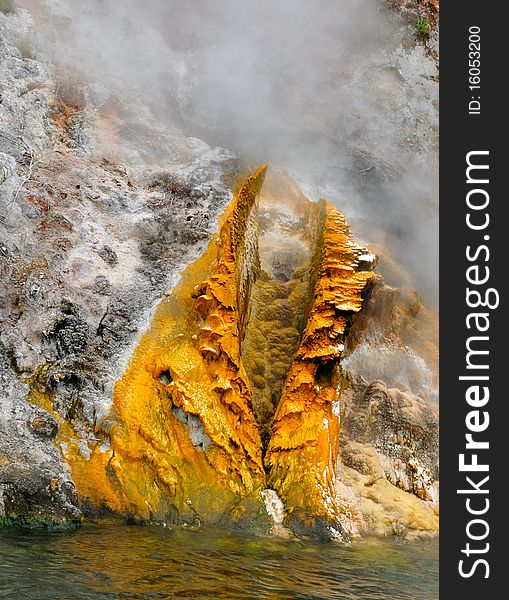 Steaming Cliffs (Donne Cliffs), Lake Rotomahana, Waimangu Volcanic Valley, Rotorua, New Zealand