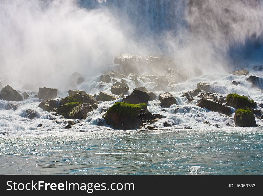 Niagara falls, American fall. View from river