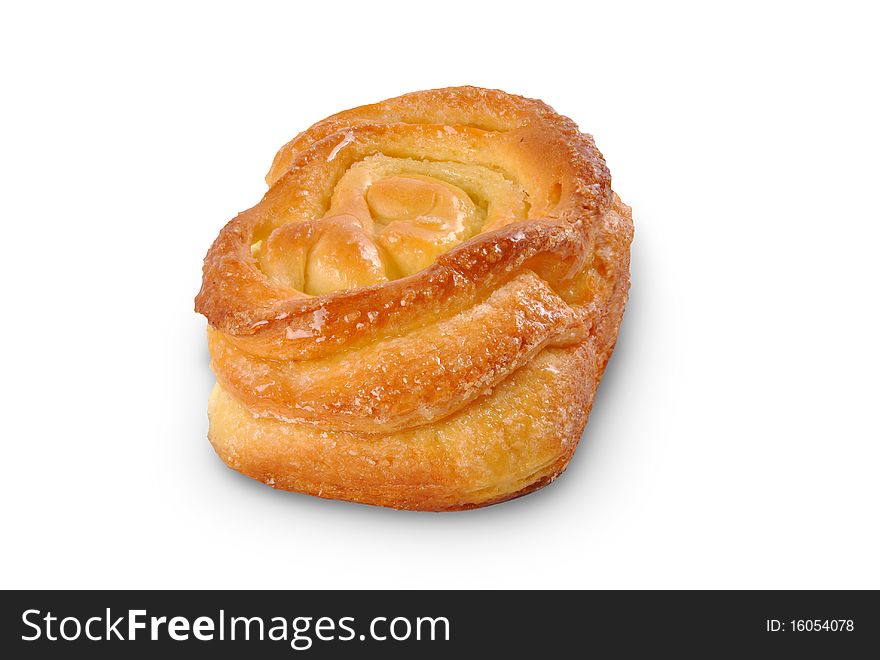 The sweet roll on white background
