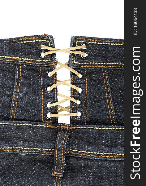 Jeans clothing with laces | Isolated