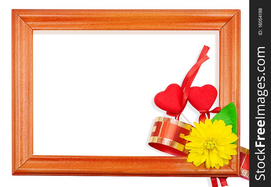 Valentine's Day two hearts in a frame on a white background