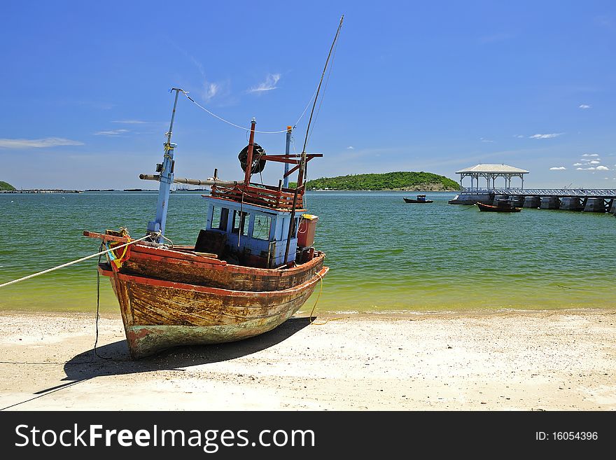 Fisherman Boat on the bay in thailand