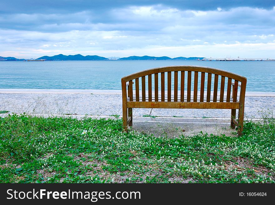 Wood chair at beach