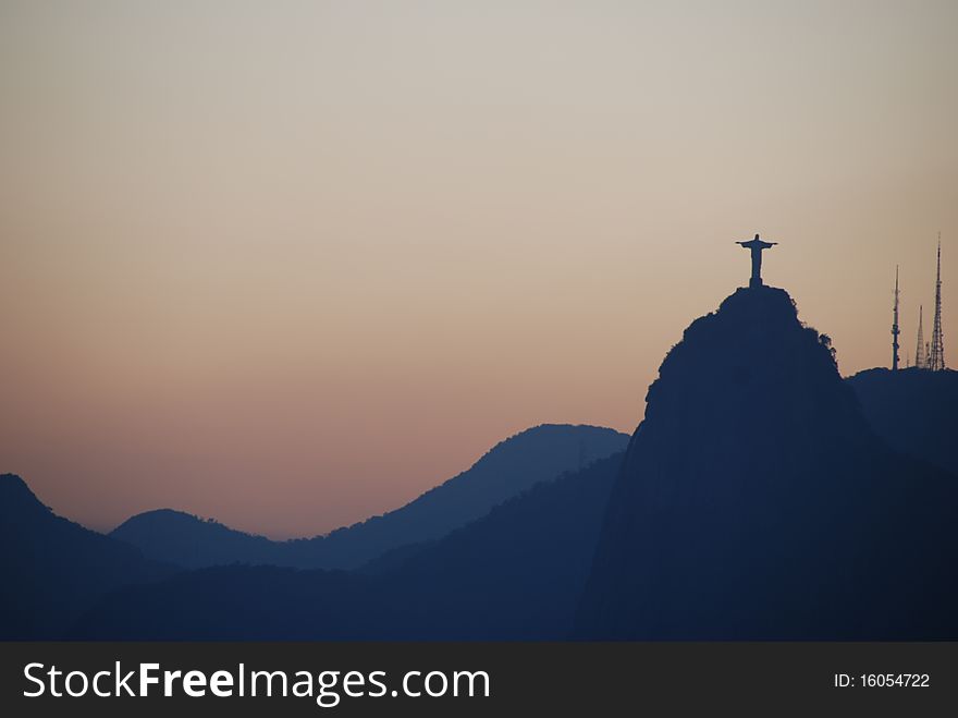 View from Sugar-Loaf, when sunsets over the Christ-statue. View from Sugar-Loaf, when sunsets over the Christ-statue