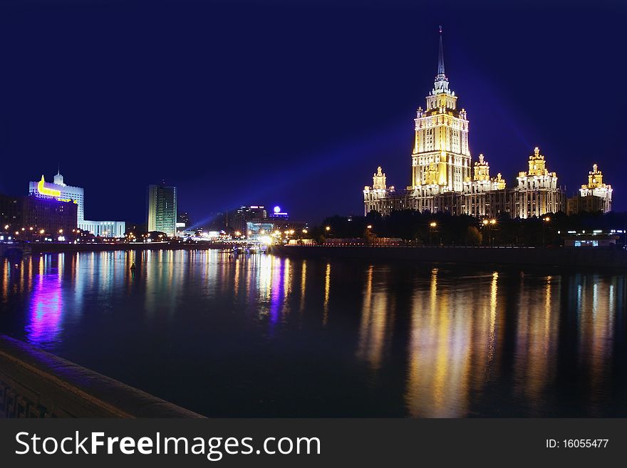 The image of night Moscow and the high building. The image of night Moscow and the high building