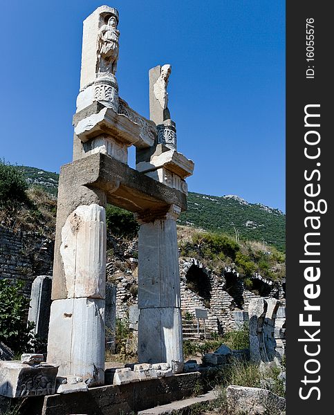 The Temple of Domition in Ephesus, Turkey. The Temple of Domition in Ephesus, Turkey