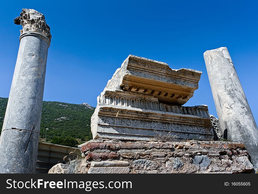 Detail of the ancient ruins in Ephesus, Turkey. Detail of the ancient ruins in Ephesus, Turkey