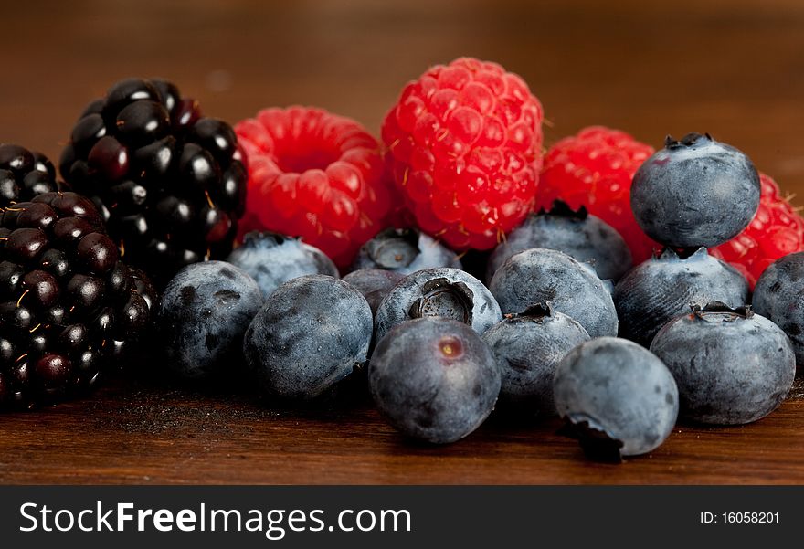 Blueberries And Raspberries