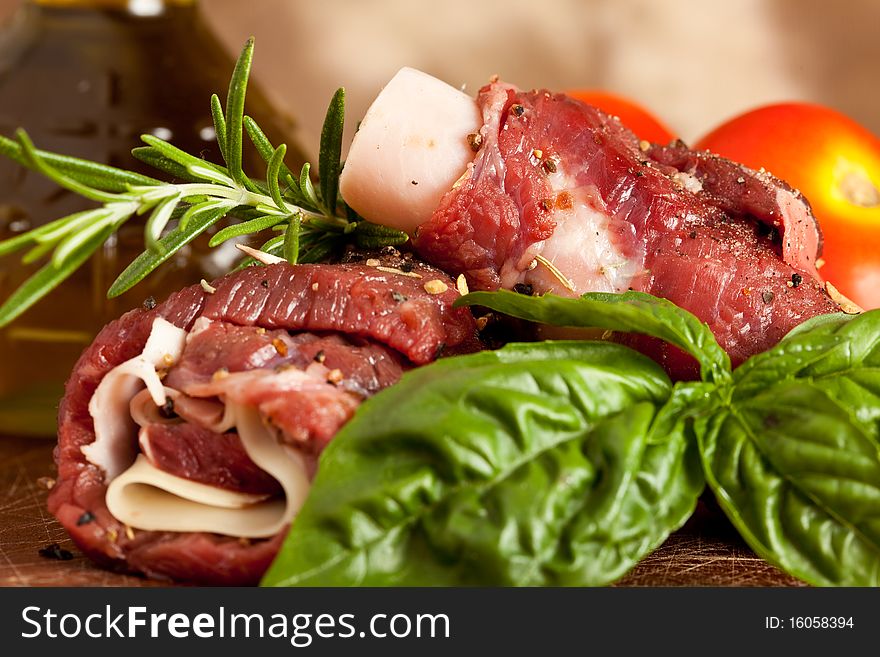 Photo of wrapped meat with cheese and ham
