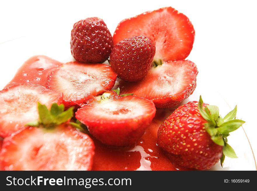 Beautiful Fresh Ripe Strawberries, isolated on white background