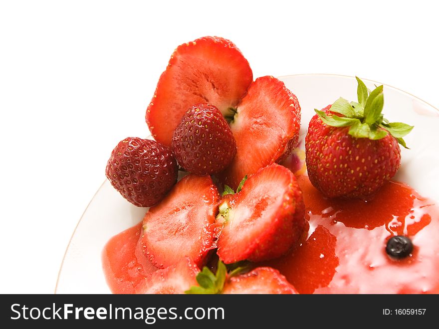 Beautiful Fresh Ripe Strawberries, isolated on white background